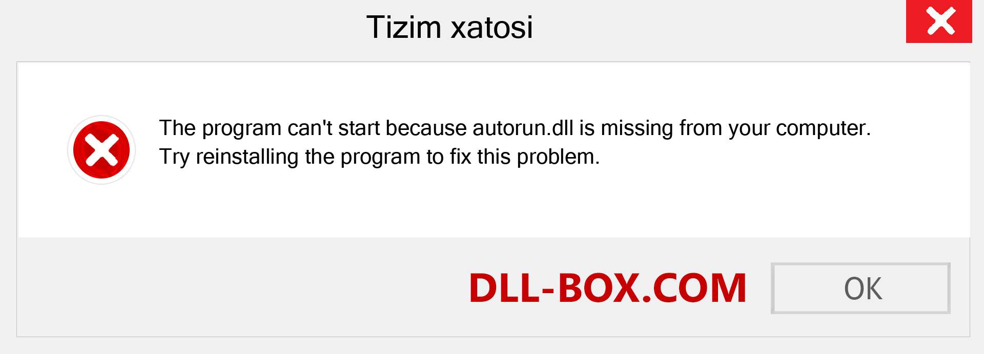 autorun.dll fayli yo'qolganmi?. Windows 7, 8, 10 uchun yuklab olish - Windowsda autorun dll etishmayotgan xatoni tuzating, rasmlar, rasmlar